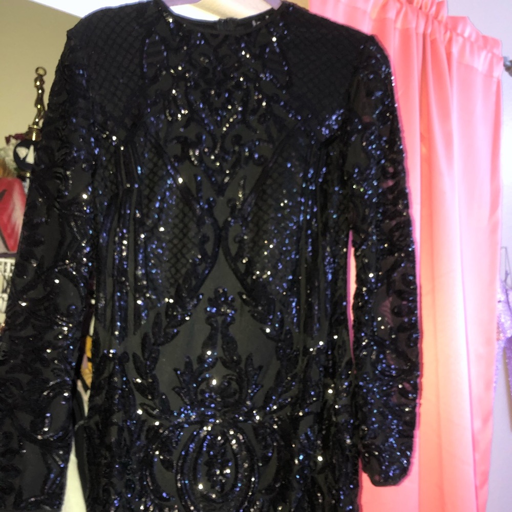 Black sequence party dress